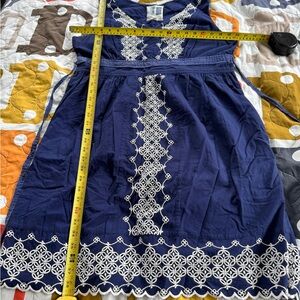 Vintage Anthropologie Navy Blue Embroidered Dress